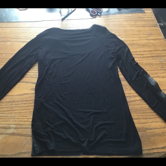 Black oxygen t-shirt with leather garment - Picture 2 of 4